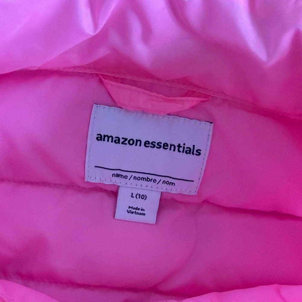 Amazon Essentials Girls Pink Puffer Vest L 10 Quilted Lightweight Zip Jacket